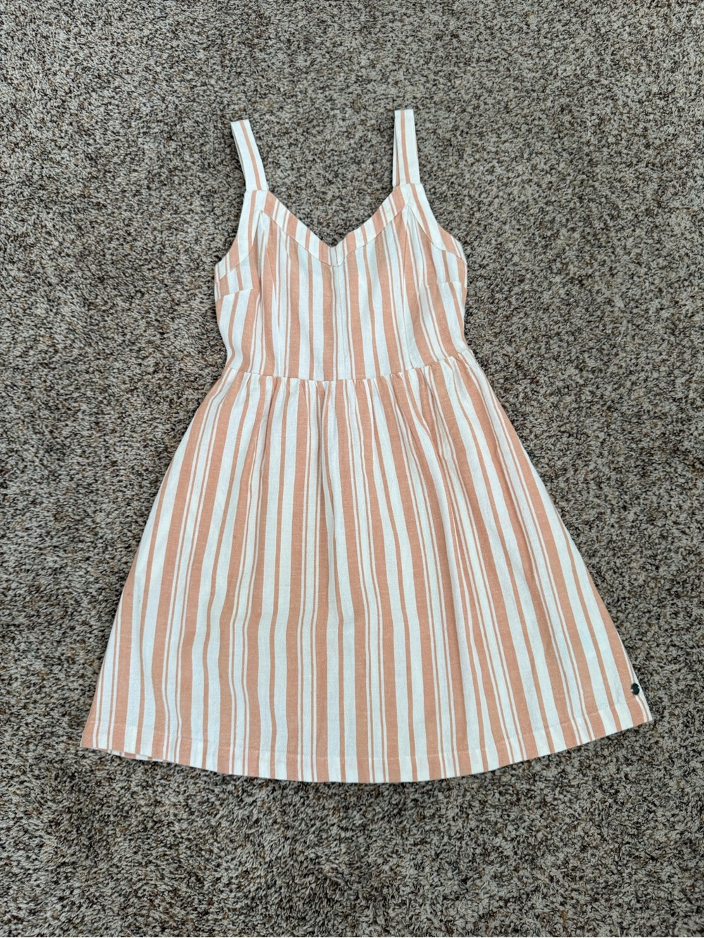 Roxy Peach and White Striped Sleeveless Dress